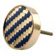 Round Navy Blue Metal and Wooden Cabinet Knobs